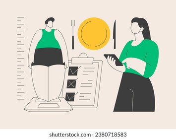 Body Mass Index abstract concept vector illustration. Health issue diagnostics, weight loss program, body mass fat index, healthy BMI, calculation formula, nutrition plan abstract metaphor.