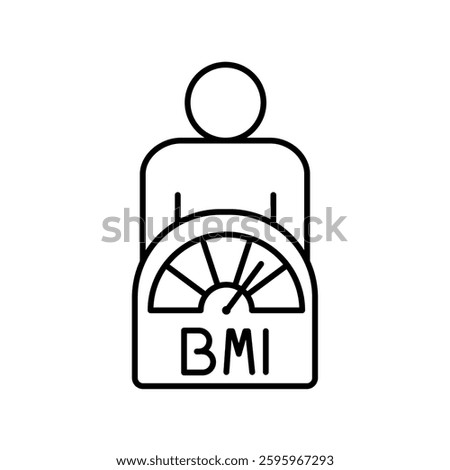 body mass index bmi black line icon. Vector isolated element. Nutritionology editable stroke






. Editable stroke.