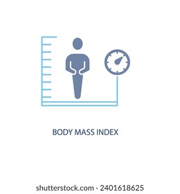 Icono de línea de concepto Índice de masa corporal. Ilustración de elemento simple.Diseño del símbolo de esquema del concepto de índice de masa corporal.