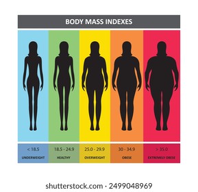 body mass index flat color vector design isolated background