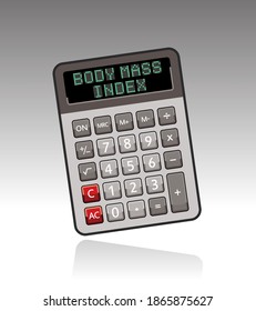 body mass index on calculator, vector illustration