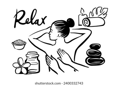 Body massage spa center or salon drawing sketch
