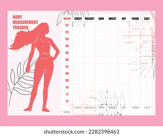 Body measurement tracker for weight loss for women svg