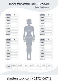 Body Measurement Tracker Women Weight Loss Stock Vector (Royalty Free ...