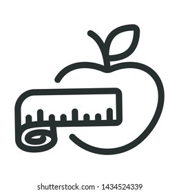 body meter and apple - minimal line web icon. simple vector illustration. concept for infographic, website or app.