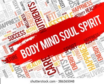 Body Mind Soul Spirit Word Cloud, Health Concept