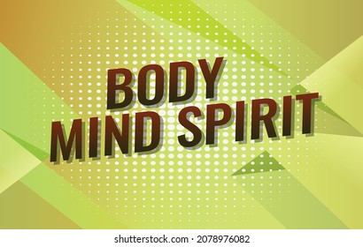 body mind spirit word concept vector illustration 3d yellow style for social media landing page, template, ui, web, mobile app, poster, banner, flyer, background, gift card, coupon, label, wallpaper