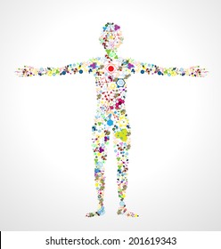 body Molecule concept of the human body Abstract model of man of DNA molecule. Eps10 