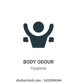 Body odour glyph icon vector on white background. Flat vector body odour icon symbol sign from modern hygiene collection for mobile concept and web apps design.