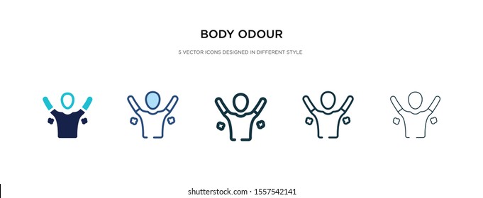 body odour icon in different style vector illustration. two colored and black body odour vector icons designed in filled, outline, line and stroke style can be used for web, mobile, ui