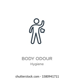 Body odour icon. Thin linear body odour outline icon isolated on white background from hygiene collection. Line vector sign, symbol for web and mobile