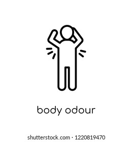 body odour icon. Trendy modern flat linear vector body odour icon on white background from thin line Hygiene collection, outline vector illustration