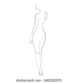 Woman’s Body One Line Drawing On White Isolated Background. Vector Illustration