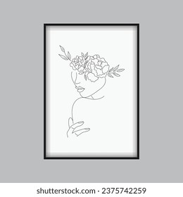El cuerpo de la mujer, una línea dibujando sobre fondo blanco aislado. Arte de una línea negra. Ilustración vectorial.