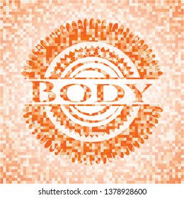 Body orange mosaic emblem with background