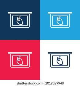 Body Organ With Hair Strands View On Plate blue and red four color minimal icon set