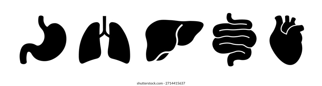 Symbol für Körperorgane. Orgeln flach schwarz Symbol