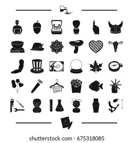  body and other web icon in black style. food, computer, tool icons in set collection.