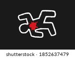 Body outline crime scene illustration. Clipart image.