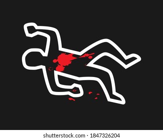 Body Outline Crime Scene Illustration. Clipart Image.