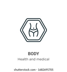 Body outline vector icon. Thin line black body icon, flat vector simple element illustration from editable health concept isolated stroke on white background