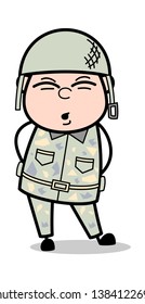 Body Pain - Cute Army Man Cartoon Soldier Vector Illustration