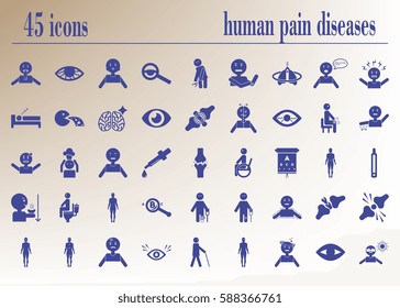 Body Pain And General Illness Symptoms In Human Icon Set