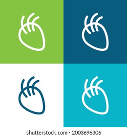 Body Part With Lines Flat four color minimal icon set
