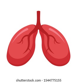 Body part lungs flat icon. Vector Body part lungs in flat style isolated on white background. Element for web, game and advertising