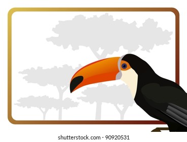 Body Part parrot on the background of trees. The illustration on white background.