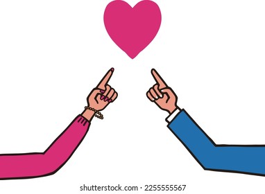 Body parts 2 people pointing hand illustration material