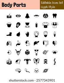 Body Parts Collection Icon Set Glyph Style