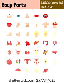 Body Parts Collection Icon Set Flat Style