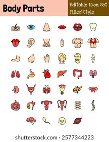 Body Parts Collection Icon Set Filled Style