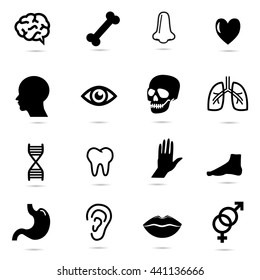 Body Parts - Icon Set Isolated On White Background. Vector Art.