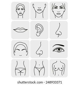 Body Parts Icons Plastic Face Surgery