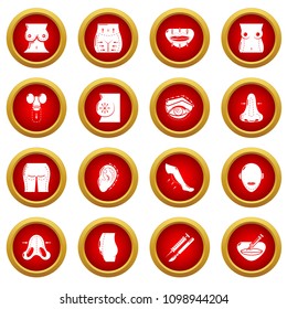 Body parts icons set. Simple illustration of 16 body parts vector icons for web