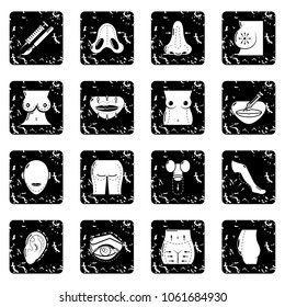 Body parts icons set vector grunge isolated on white background 