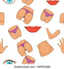 Body parts pattern. Cartoon illustration of body parts vector pattern for web