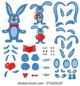 body parts of the rabbit in vector 10 EPS