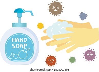 Body parts vector illustration .  Liquid soap , hand soap