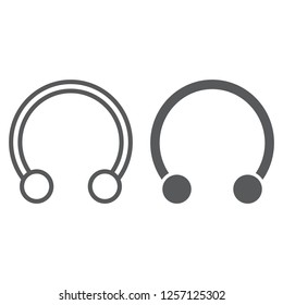 Body piercing line and glyph icon, jewelry and accessory, pierce sign, vector graphics, a linear pattern on a white background.