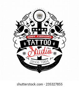 Body Piercing and Tattoo studio emblem