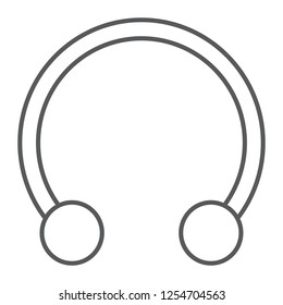 Body piercing thin line icon, jewelry and accessory, pierce sign, vector graphics, a linear pattern on a white background, eps 10.