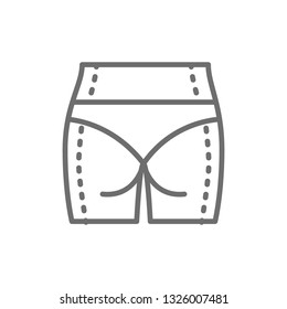 Body plastic surgery, belly and legs liposuction line icon.
