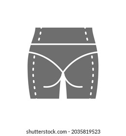 Body plastic surgery, belly and legs liposuction grey icon.