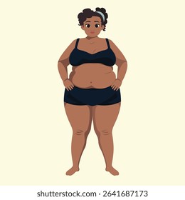 Body positive black woman in underwear