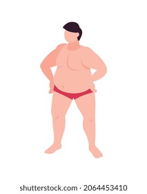 Body positive composition with isolated character of plus size man vector illustration