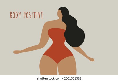 Concept corporel positif plus pied de femme de taille, illustration vectorielle d'acceptation du corps