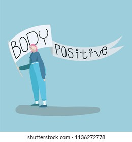 Body positive concept young beautiful women isolated on blue background. Cartoon female character. Vector illustration.